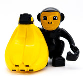 LEGO® DUPLO® Affe mit Bananen schwarz gelb Tierfigur Lebensmittel Zoo Dschungel - nerdyvana.com