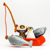 LEGO® DUPLO® Eskimo mit Pinguin Figur Angel Kanu Fische nerdycustom MOC Edition - nerdyvana.com