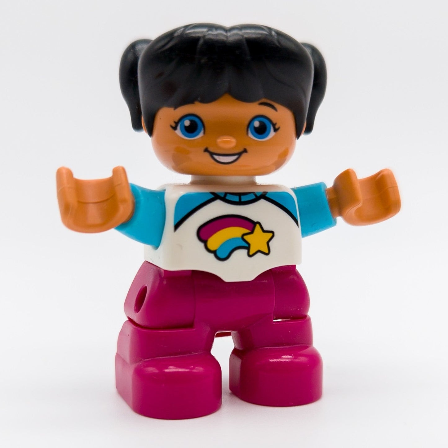 LEGO DUPLO Mädchen Figur schwarze Haare Regenbogen Sternschnuppe pink 47205pb063 - nerdyvana.com