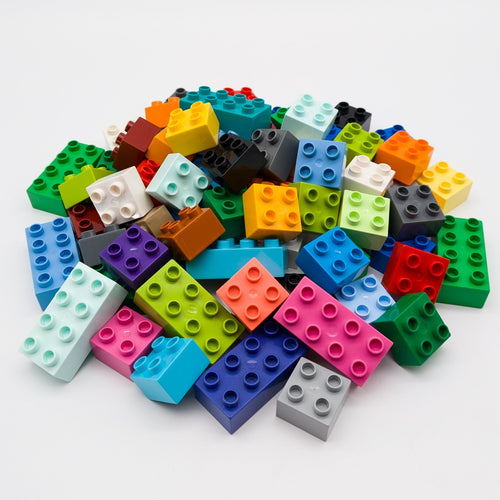 100 LEGO DUPLO Steine XXL Bausteine Set 50/50 Mix bunt 2x2 4er 2x4 8er 3437 3011 - nerdyvana.com