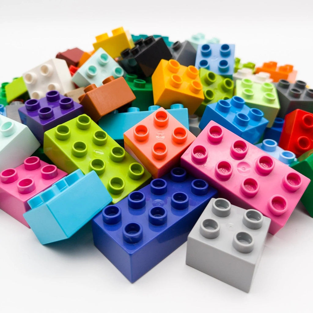 100 LEGO DUPLO Steine XXL Bausteine Set 50/50 Mix bunt 2x2 4er 2x4 8er 3437 3011 - nerdyvana.com