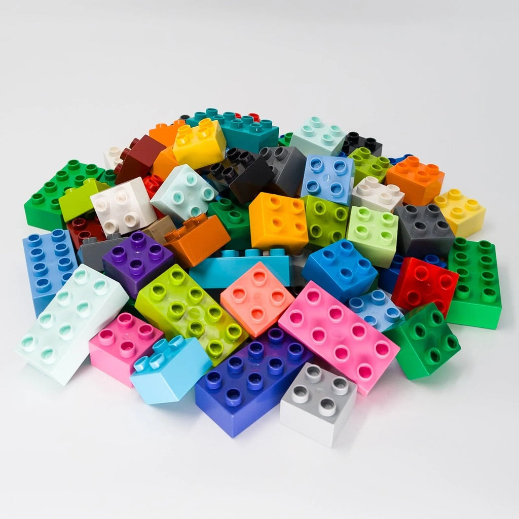 100 LEGO DUPLO Steine XXL Bausteine Set 50/50 Mix bunt 2x2 4er 2x4 8er 3437 3011 - nerdyvana.com