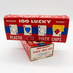 2x 100 Lucky Plastic Poker Chips Interlocking Washable USA 60s / 70s OVP Vintage - nerdyvana.com