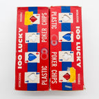 2x 100 Lucky Plastic Poker Chips Interlocking Washable USA 60s / 70s OVP Vintage - nerdyvana.com