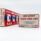 2x 100 Lucky Plastic Poker Chips Interlocking Washable USA 60s / 70s OVP Vintage - nerdyvana.com