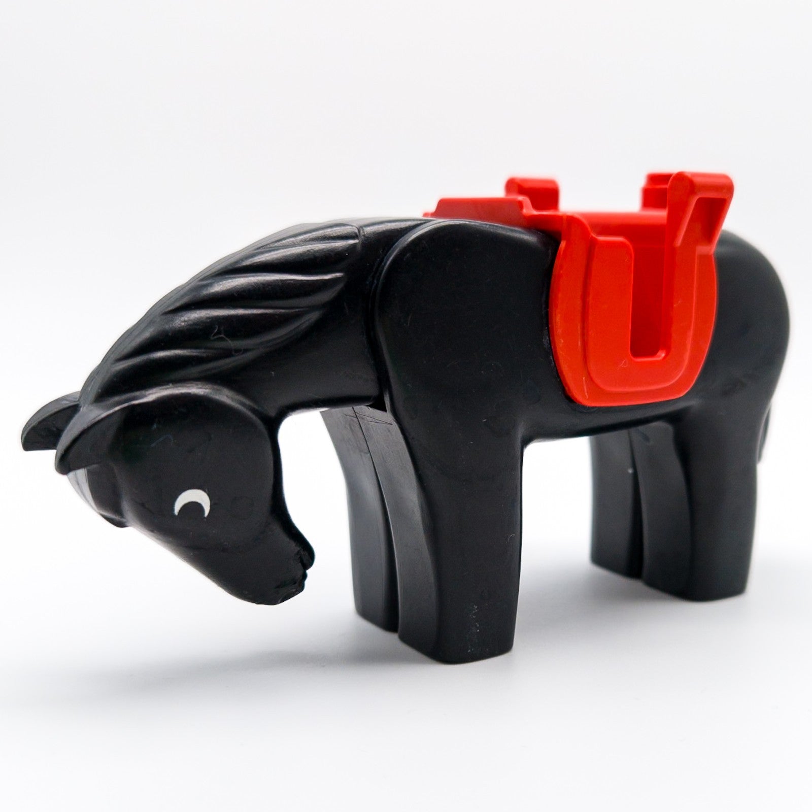 LEGO DUPLO Pferd Schwarz roter Sattel Kopf beweglich Western Ranch 2173c01pb01 Zweitbild
