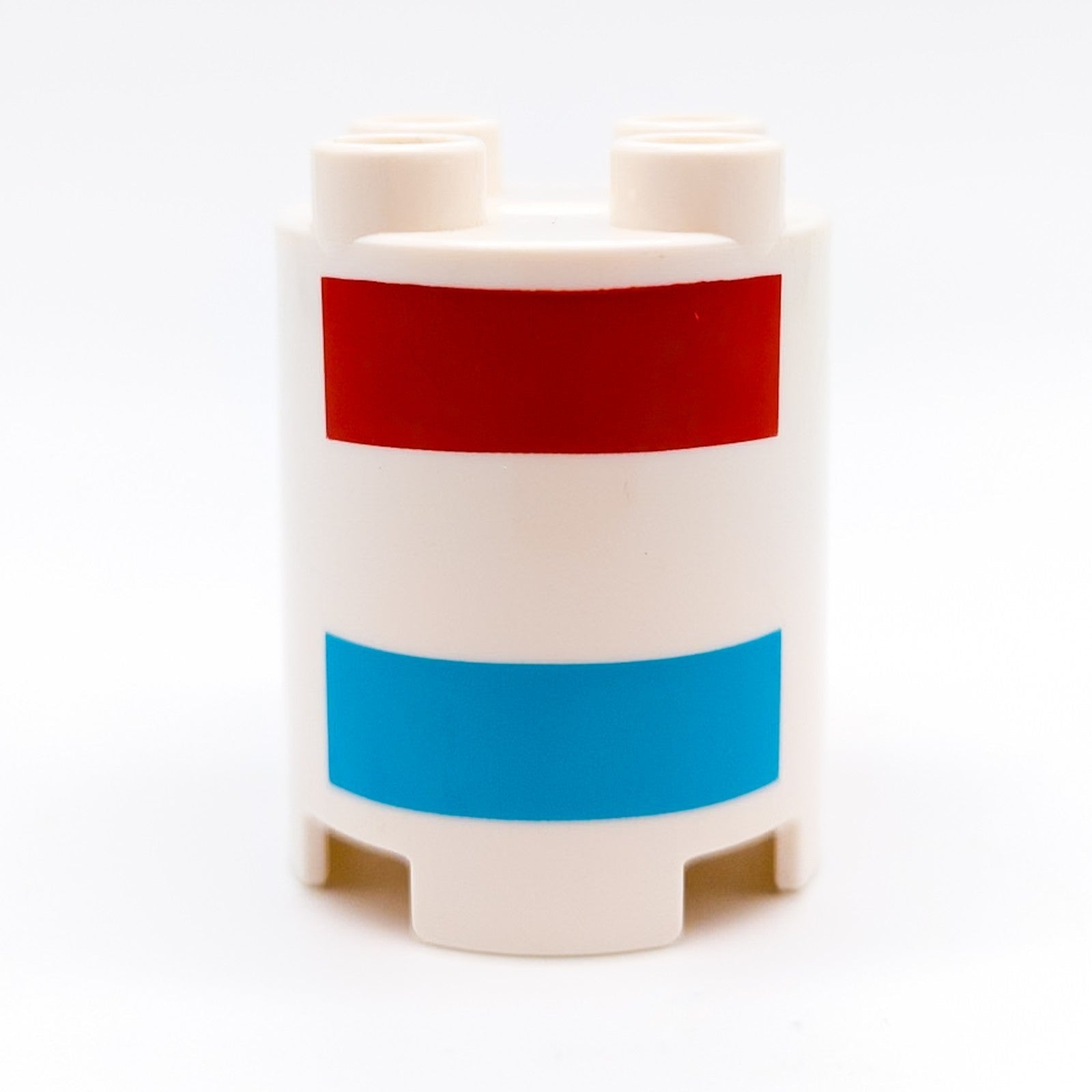 5x LEGO DUPLO Stein Säule rund 2x2x2 weiß rot azurblau Streifen 98225pb005 10875 - nerdyvana.com Hauptbild