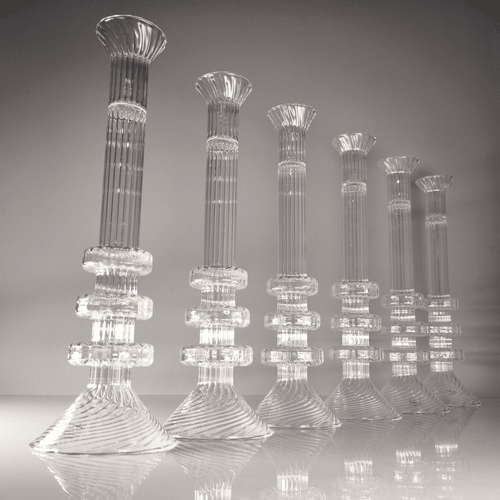 6er Set Mathias Paris Kristall Kerzenhalter 36cm Signiert OVP Baccarat Designer - nerdyvana.com