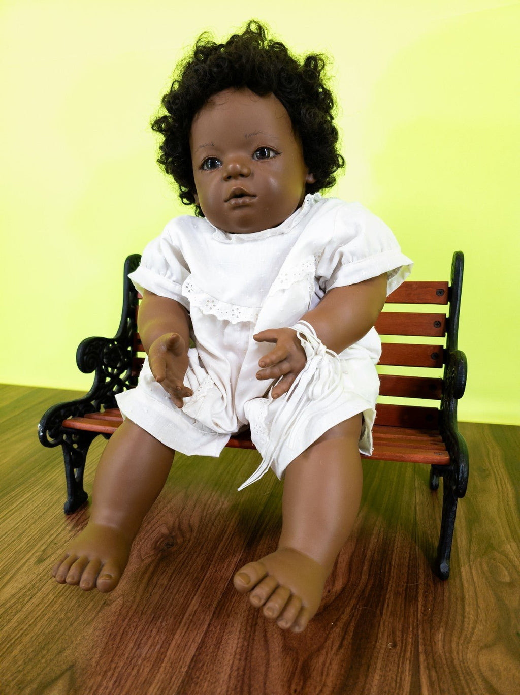Annette Himstedt Künstlerpuppe Mo 1990 Afro Baby Doll 55cm mit Zertifikat - nerdyvana.com