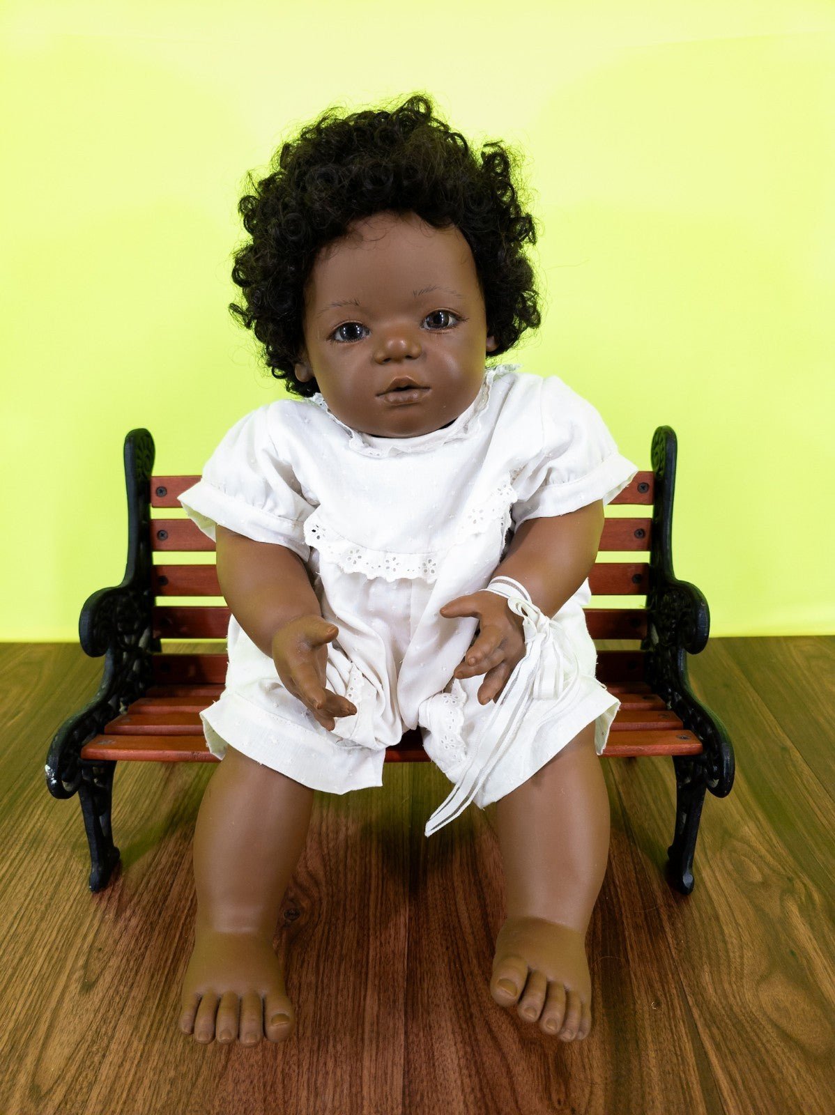 Annette Himstedt Künstlerpuppe Mo 1990 Afro Baby Doll 55cm mit Zertifikat - nerdyvana.com