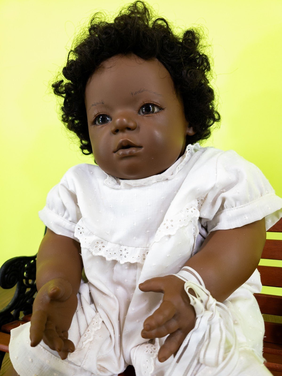 Annette Himstedt Künstlerpuppe Mo 1990 Afro Baby Doll 55cm mit Zertifikat - nerdyvana.com