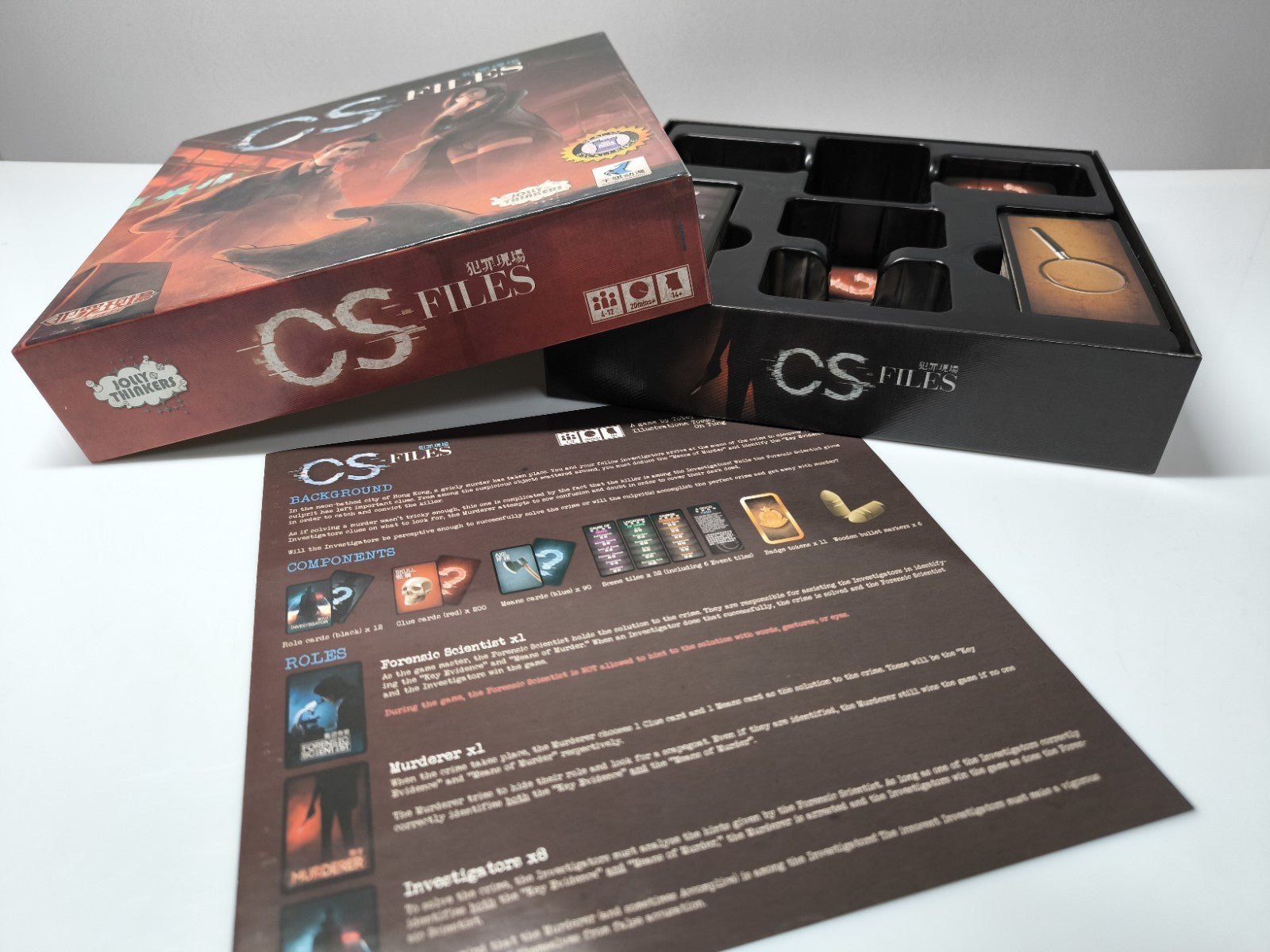 CS Files Brettspiel Deduktion Mordfall Boardgame Jolly Thinkers OVP komplett EN - nerdyvana.com