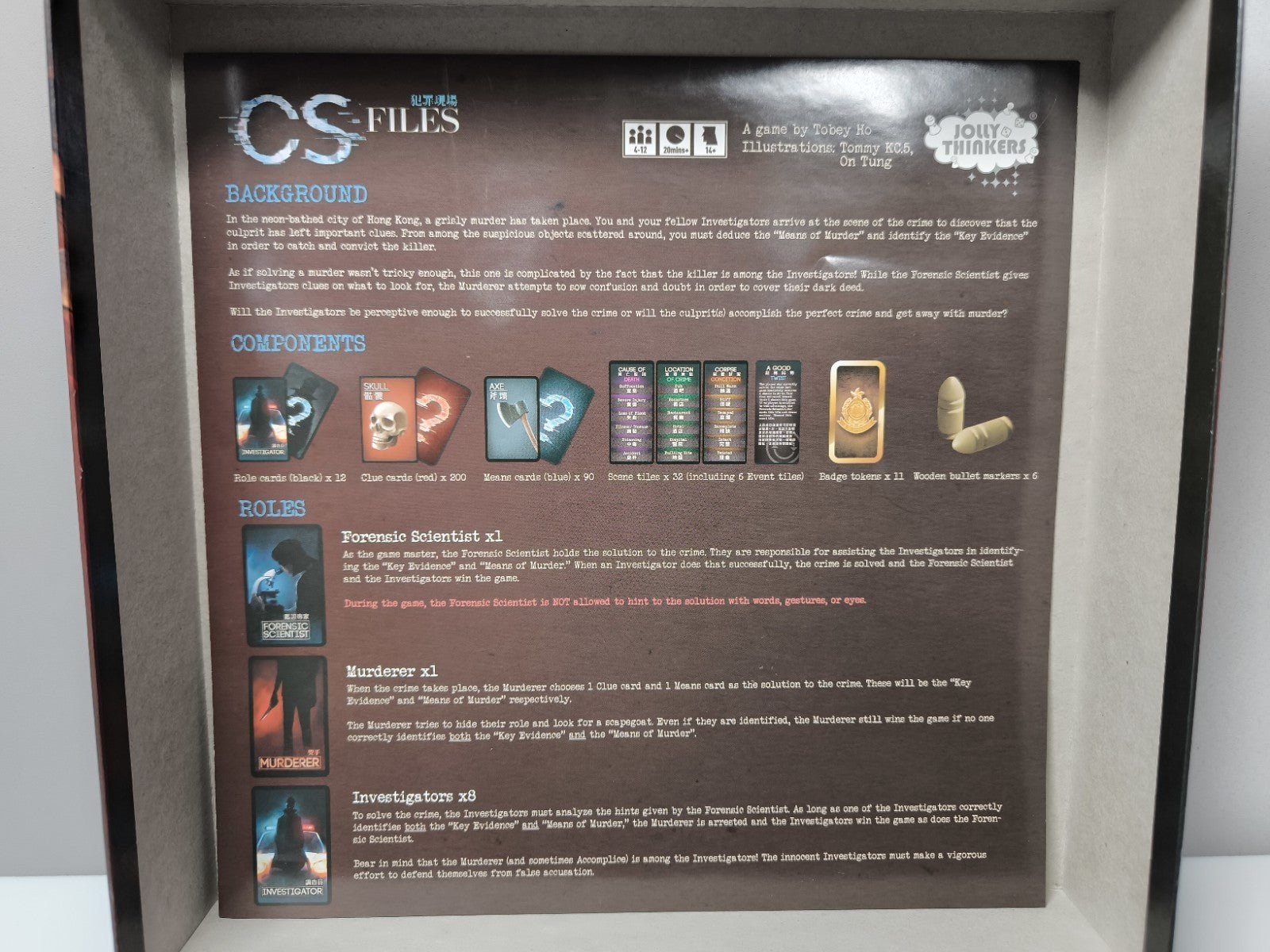 CS Files Brettspiel Deduktion Mordfall Boardgame Jolly Thinkers OVP komplett EN - nerdyvana.com