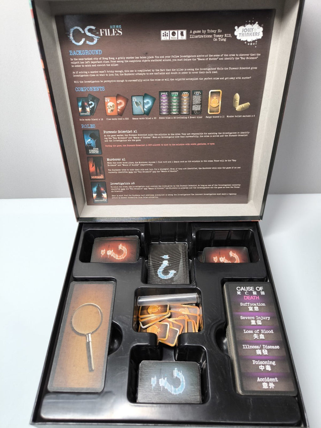 CS Files Brettspiel Deduktion Mordfall Boardgame Jolly Thinkers OVP komplett EN - nerdyvana.com