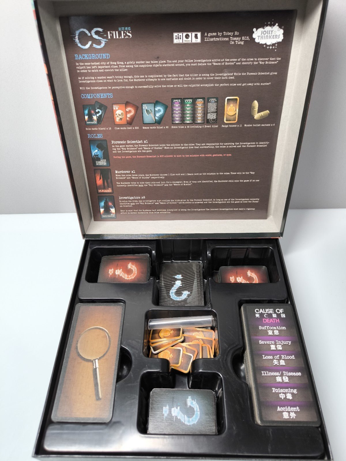 CS Files Brettspiel Deduktion Mordfall Boardgame Jolly Thinkers OVP komplett EN - nerdyvana.com