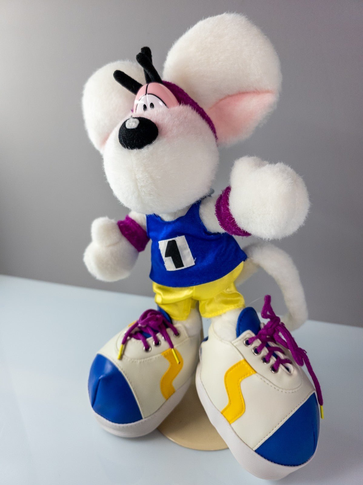 Diddl Maus Plüschfigur Sportler Nr.1 90er Jahre Stofftier Sammlerstück TOP Zweitbild