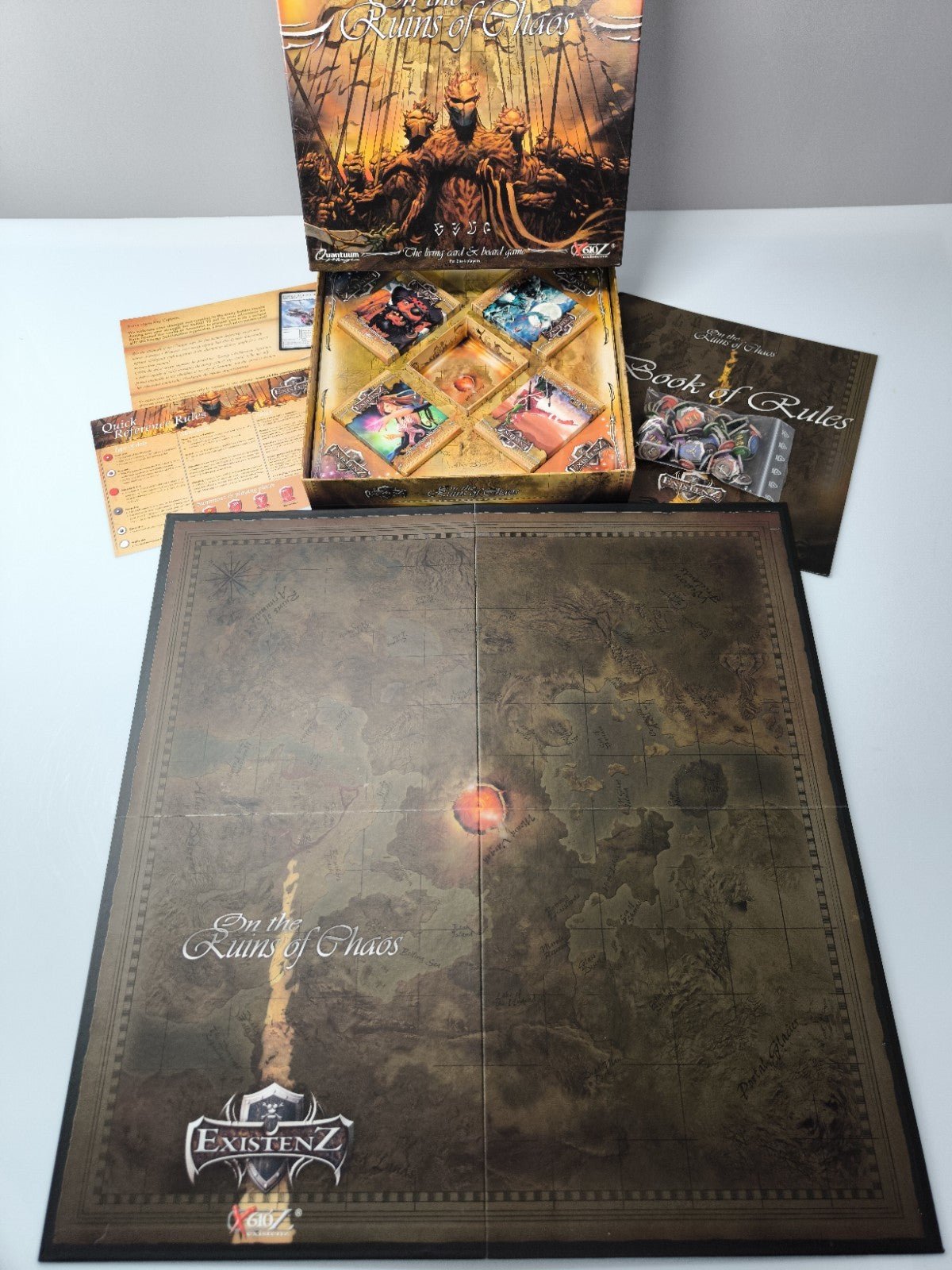 Existenz On the Ruins of Chaos Brettspiel komplett Karten Figuren Regeln OVP - nerdyvana.com
