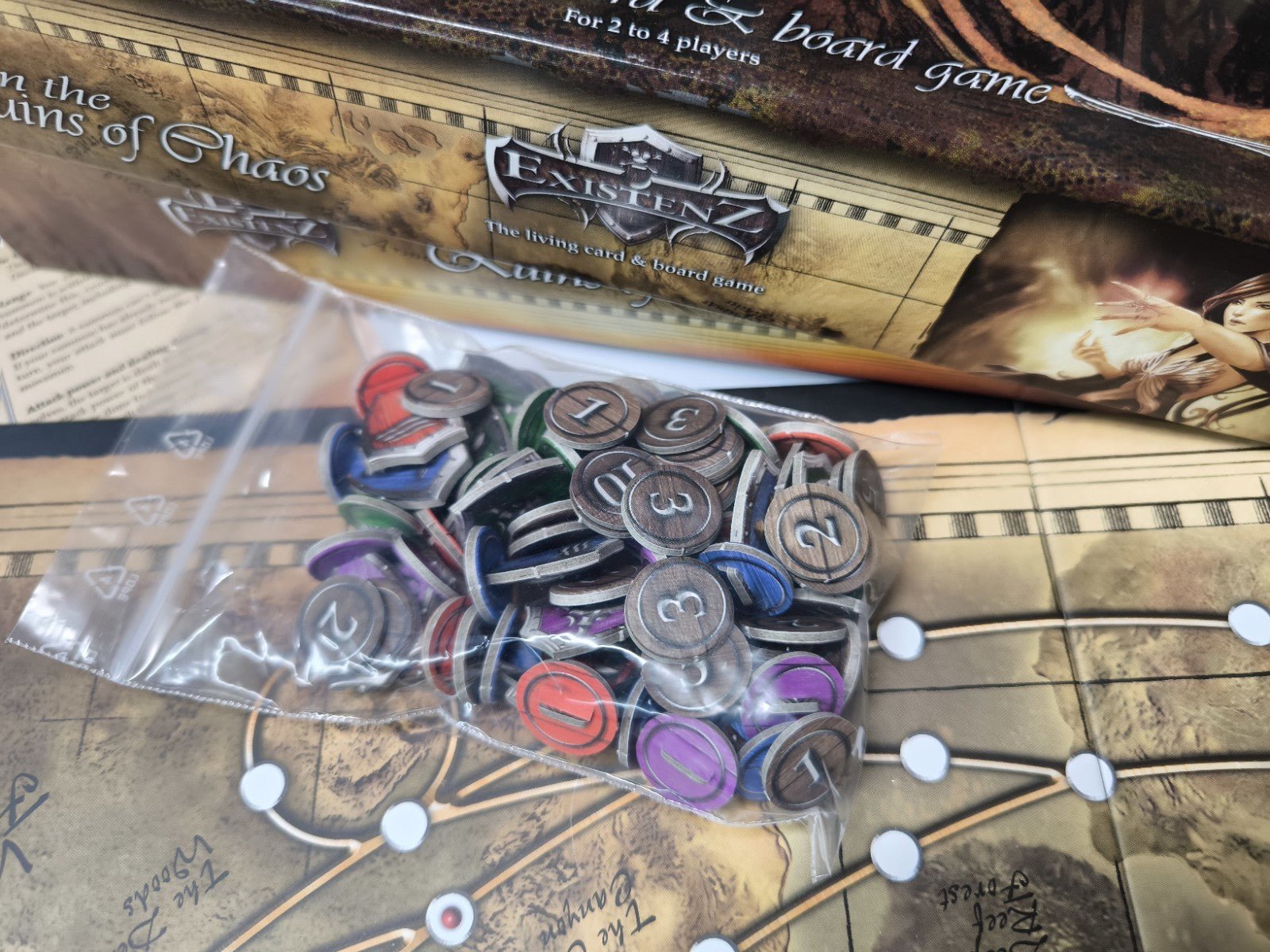 Existenz On the Ruins of Chaos Brettspiel komplett Karten Figuren Regeln OVP - nerdyvana.com