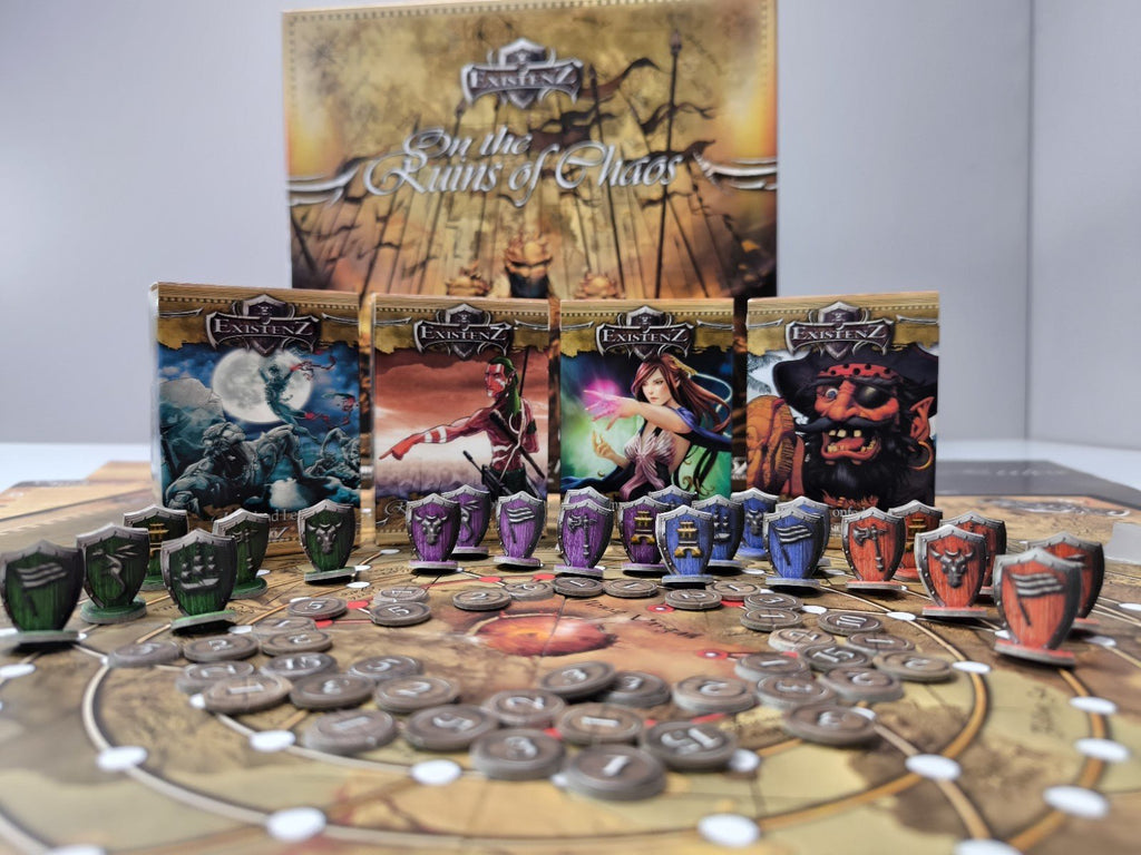 Existenz On the Ruins of Chaos Brettspiel komplett Karten Figuren Regeln OVP - nerdyvana.com