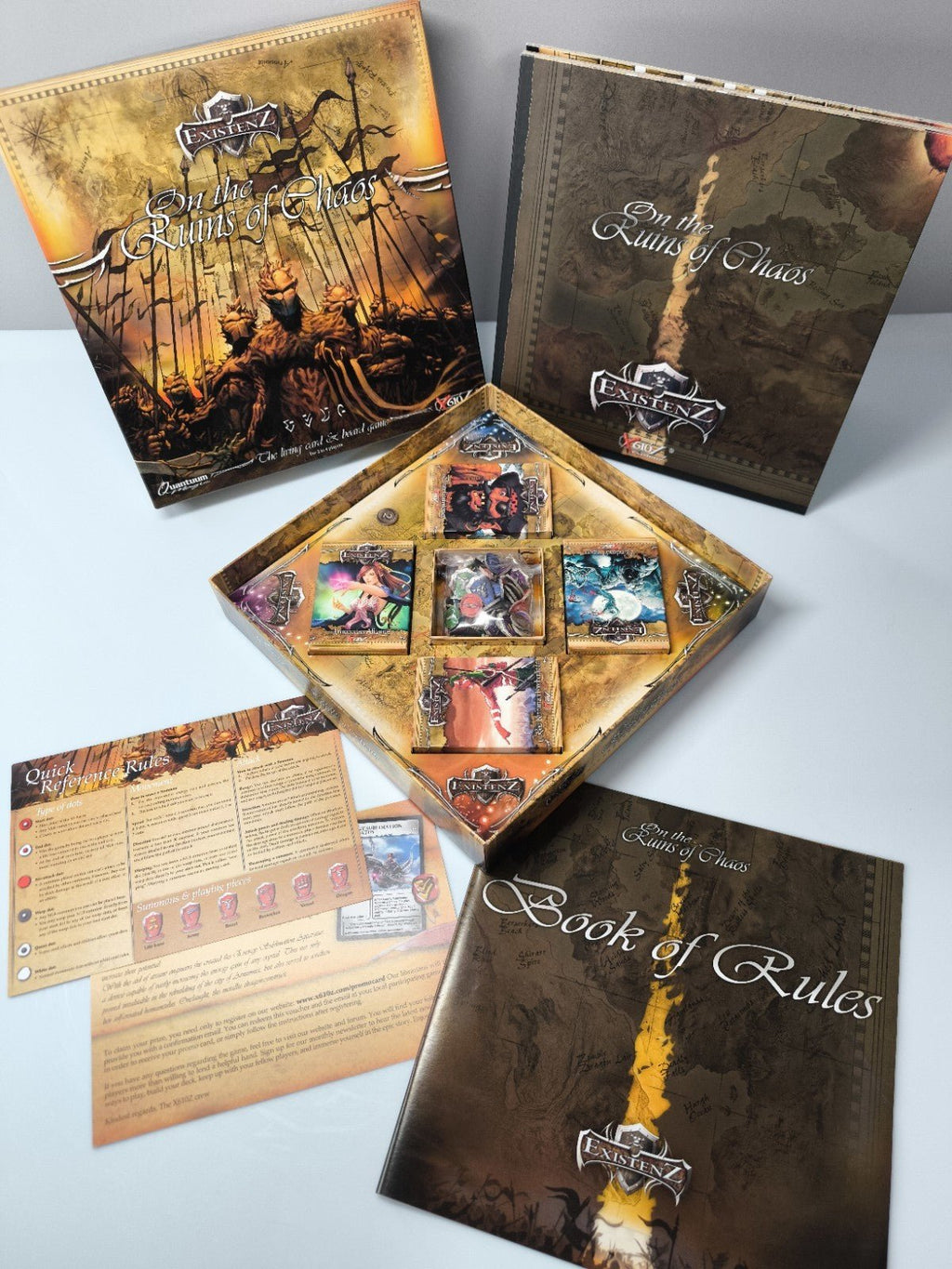 Existenz On the Ruins of Chaos Brettspiel komplett Karten Figuren Regeln OVP - nerdyvana.com