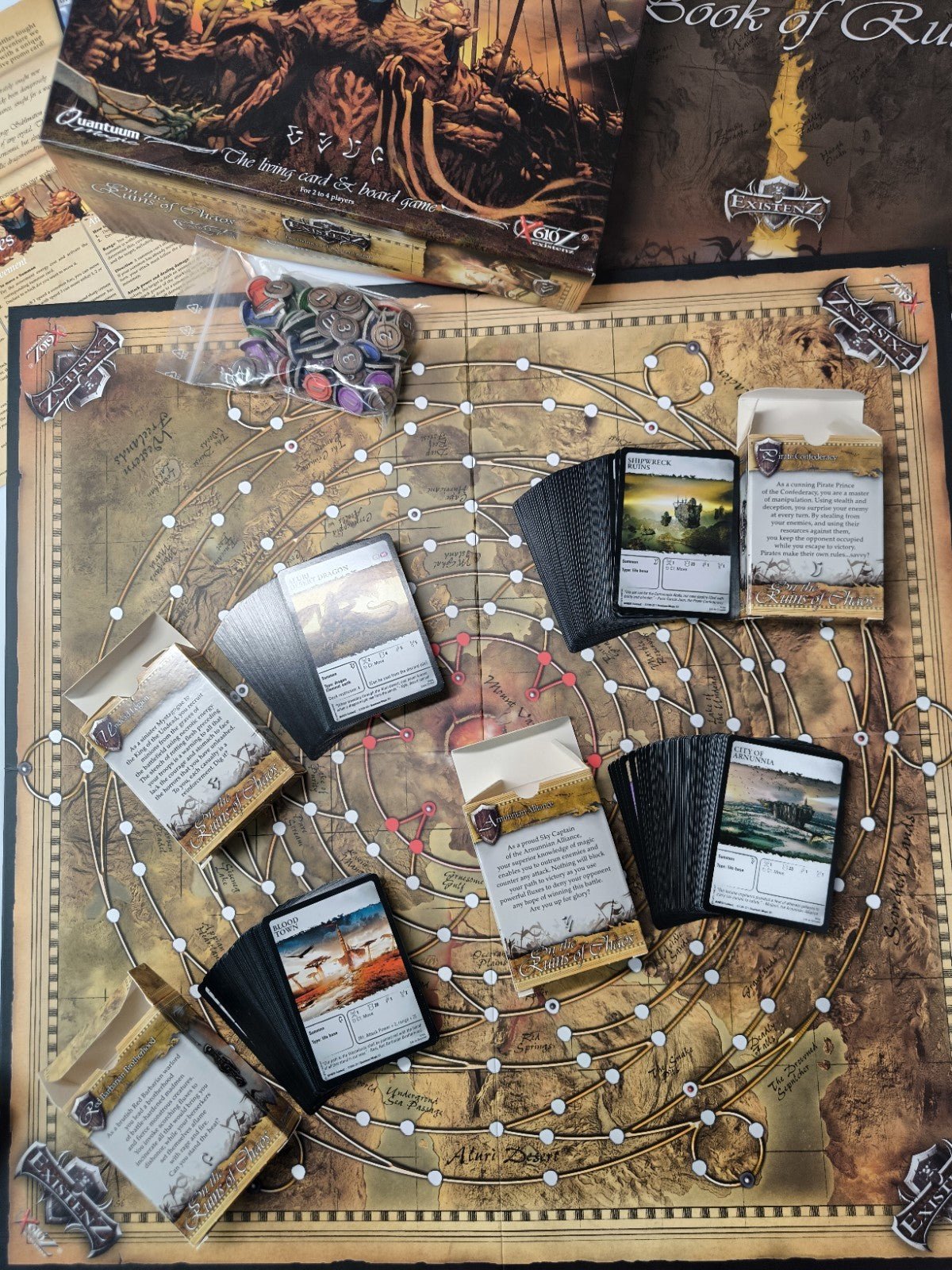 Existenz On the Ruins of Chaos Brettspiel komplett Karten Figuren Regeln OVP - nerdyvana.com