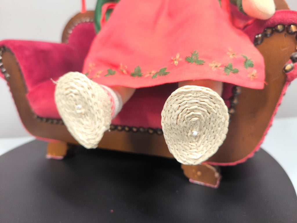 Käthe Kruse Stoffpuppe 37 cm 1980er Zöpfe Rot - Grün Kleid Sammler Vintage TOP - nerdyvana.com