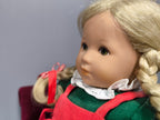 Käthe Kruse Stoffpuppe 37 cm 1980er Zöpfe Rot - Grün Kleid Sammler Vintage TOP - nerdyvana.com
