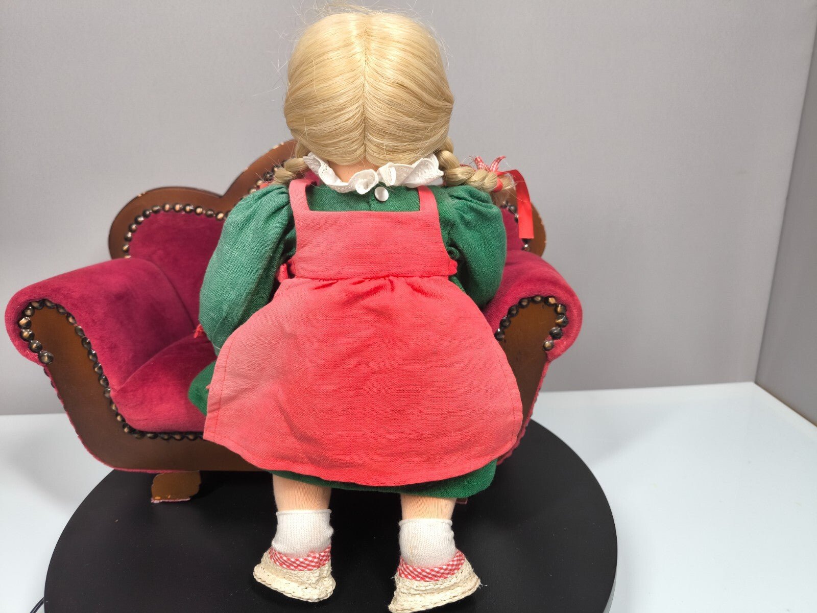 Käthe Kruse Stoffpuppe 37 cm 1980er Zöpfe Rot - Grün Kleid Sammler Vintage TOP - nerdyvana.com