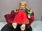 Käthe Kruse Stoffpuppe 37 cm 1980er Zöpfe Rot - Grün Kleid Sammler Vintage TOP - nerdyvana.com
