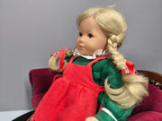 Käthe Kruse Stoffpuppe 37 cm 1980er Zöpfe Rot-Grün Kleid Sammler Vintage TOP - nerdyvana.com