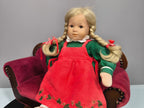 Käthe Kruse Stoffpuppe 37 cm 1980er Zöpfe Rot - Grün Kleid Sammler Vintage TOP - nerdyvana.com