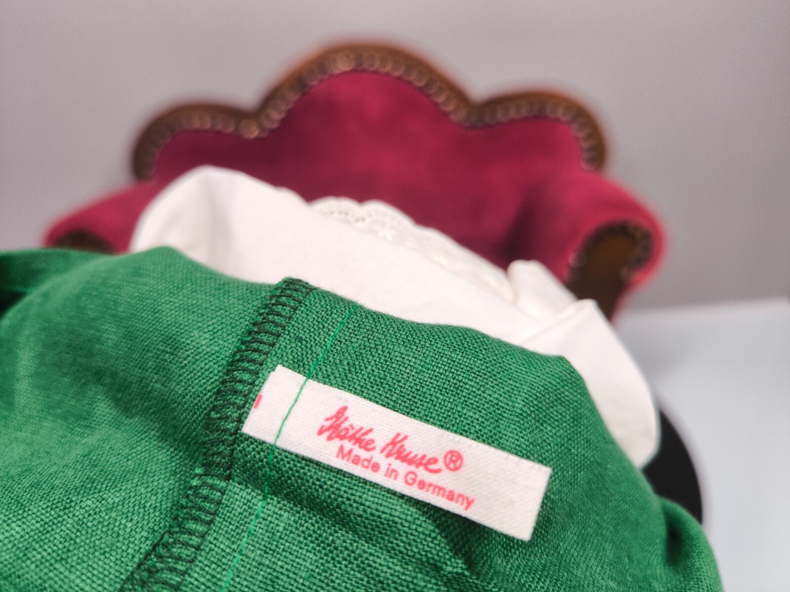 Käthe Kruse Stoffpuppe 37 cm 1980er Zöpfe Rot-Grün Kleid Sammler Vintage TOP Zweitbild