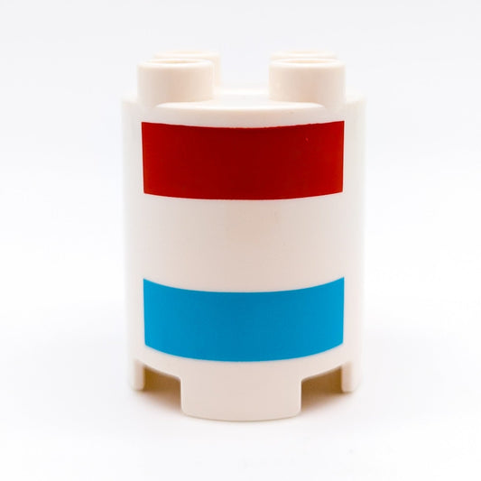 LEGO DUPLO 5x Stein Säule rund 2x2x2 weiß rot azurblau Streifen 98225pb005 10875 - nerdyvana.com