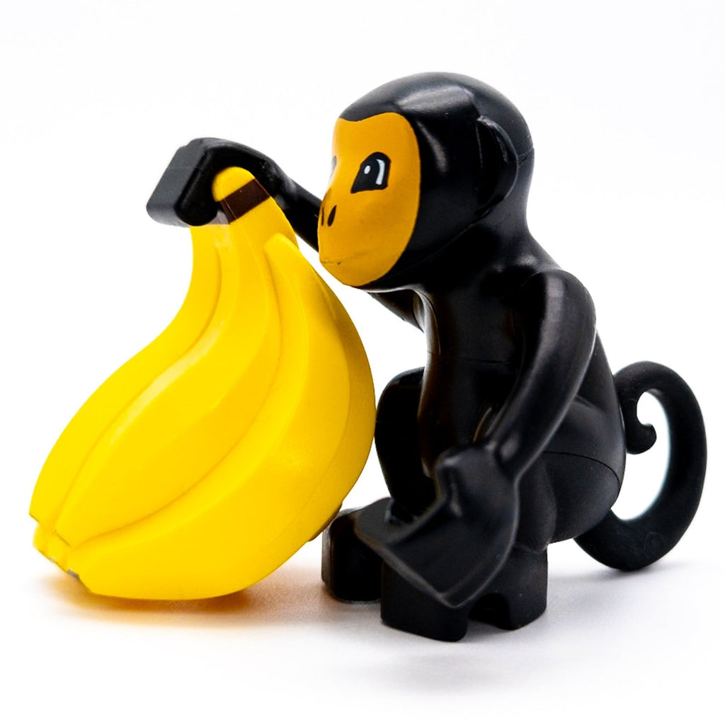 LEGO DUPLO Affe mit Bananen schwarz gelb Tierfigur Lebensmittel Zoo Dschungel - nerdyvana.com