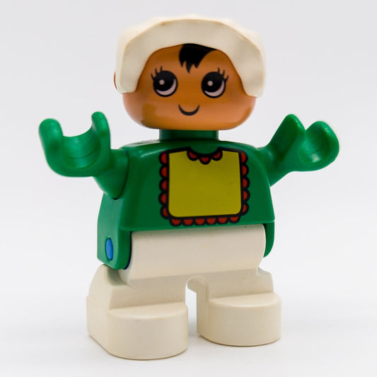LEGO DUPLO Baby Kleinkind Figur grün weiße Mütze Säugling Vintage 6453pb024 - nerdyvana.com