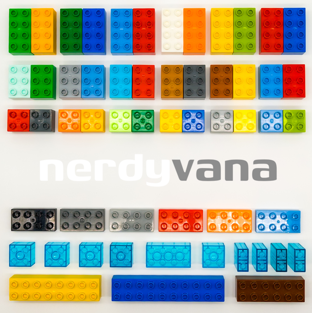 LEGO DUPLO Bausteine Set XXL bunt + transparent - 2x2 2x3 2x4 2x6 2x8 2x10 2x1x1 - nerdyvana.com