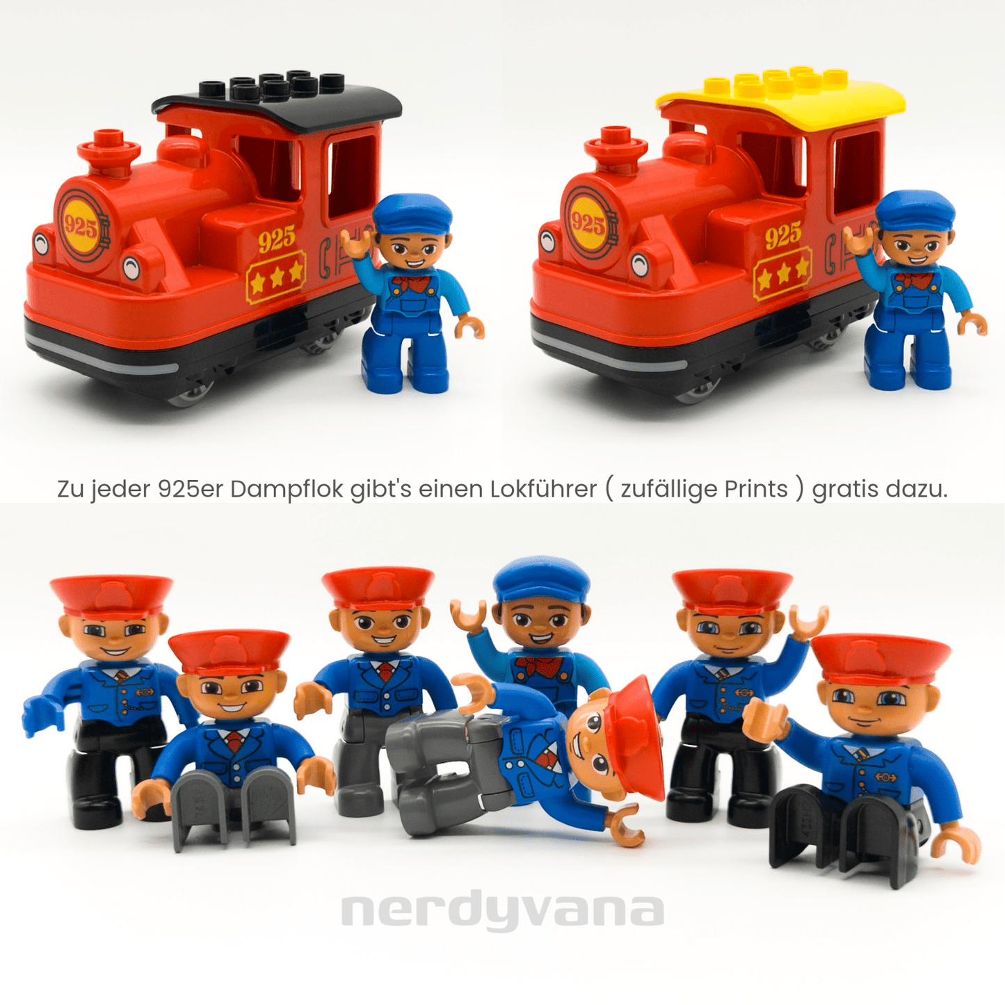 LEGO DUPLO Dampflok Push & Go Lokomotive Eisenbahn Lok Figur rot gelb 925 10874 - nerdyvana.com