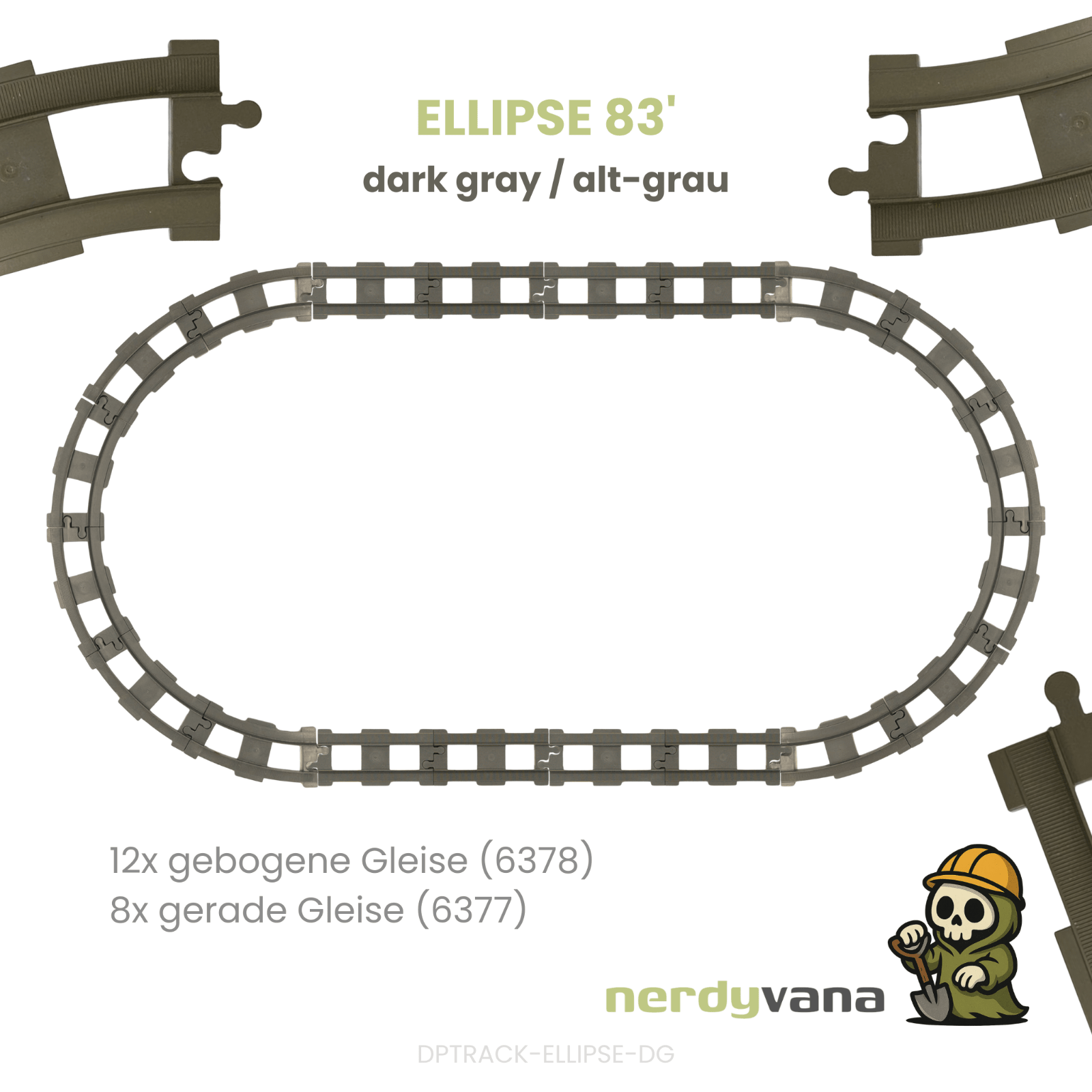 LEGO DUPLO Eisenbahn Ellipse 83’ 20x Schienen Oval Strecke Track alt - grau - nerdyvana.com