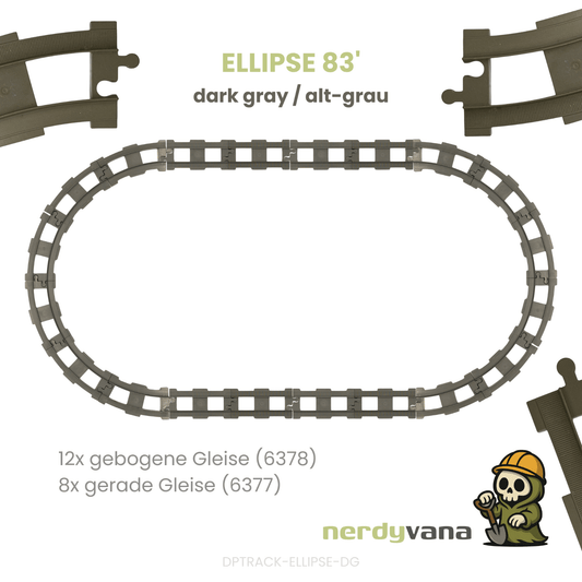 LEGO DUPLO Eisenbahn Ellipse 83 Oval Strecke 20x Schienen altgrau - nerdyvana.com