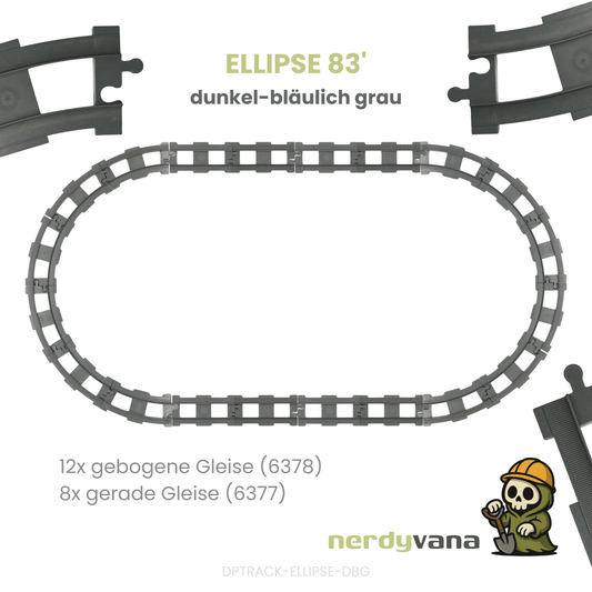 LEGO DUPLO Eisenbahn Ellipse 83 Oval Strecke 20x Schienen dunkelgrau - nerdyvana.com