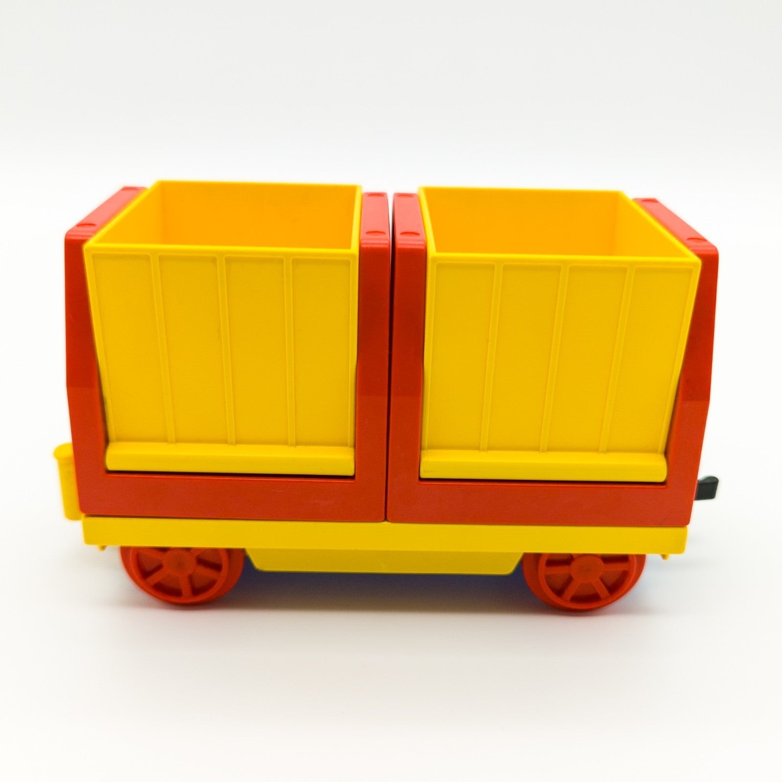 LEGO DUPLO Eisenbahn Güterwagen Cargo Waggon rot gelb Doppelkipp - Container - nerdyvana.com