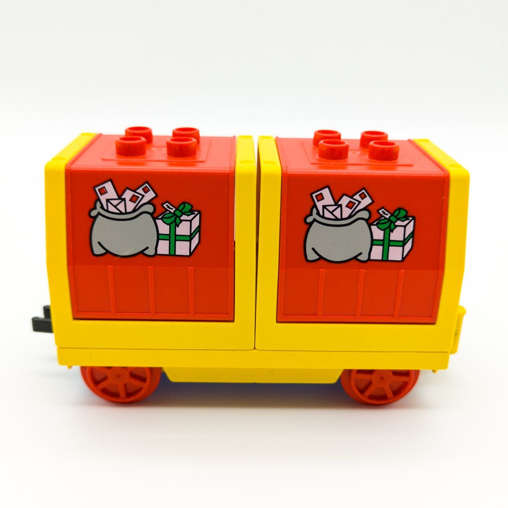 LEGO DUPLO Eisenbahn Güterwagen Cargo Waggon gelb rot Post Sack Geschenk - Motiv - nerdyvana.com