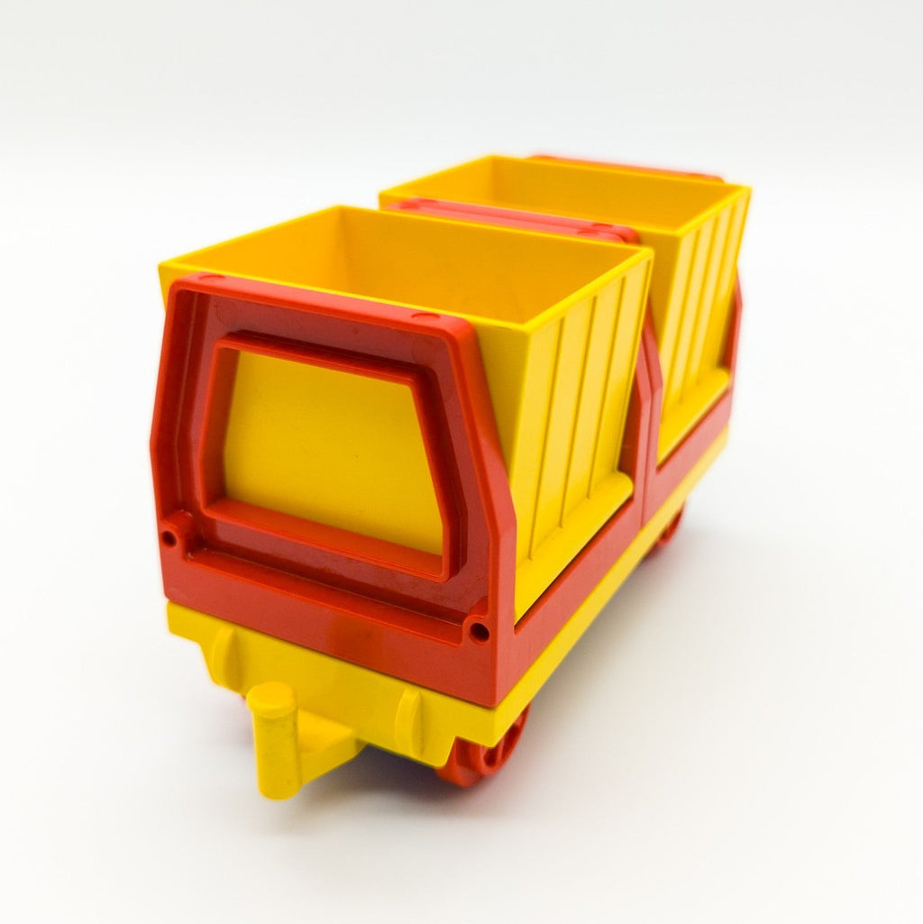 LEGO DUPLO Eisenbahn Güterwagen Cargo Waggon rot gelb Doppelkipp - Container - nerdyvana.com