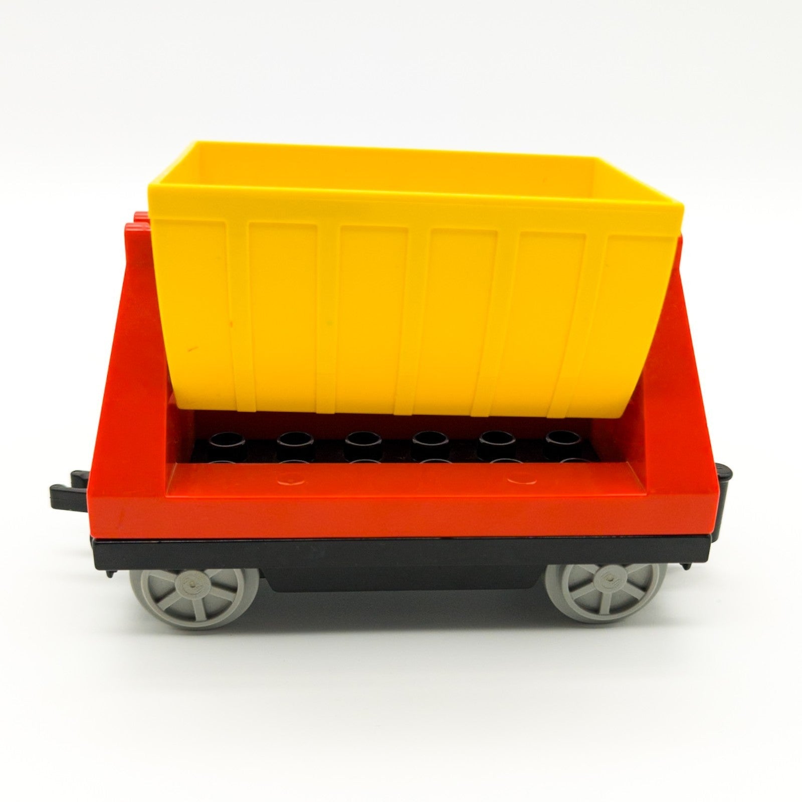 LEGO DUPLO Eisenbahn Kipplore Cargo Güterwagen Waggon gelb rot mit Kippmulde - nerdyvana.com