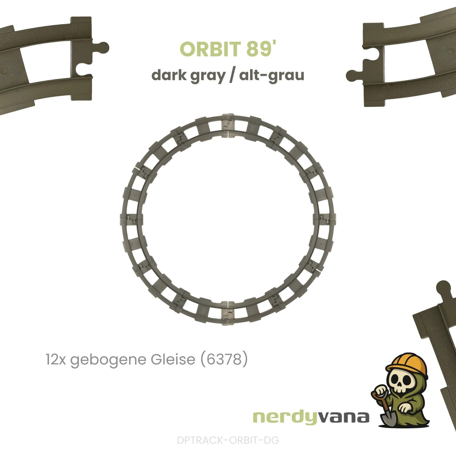 LEGO DUPLO Eisenbahn Orbit 89’ 12x gebogene Schienen Strecke alt-grau - nerdyvana.com Hauptbild