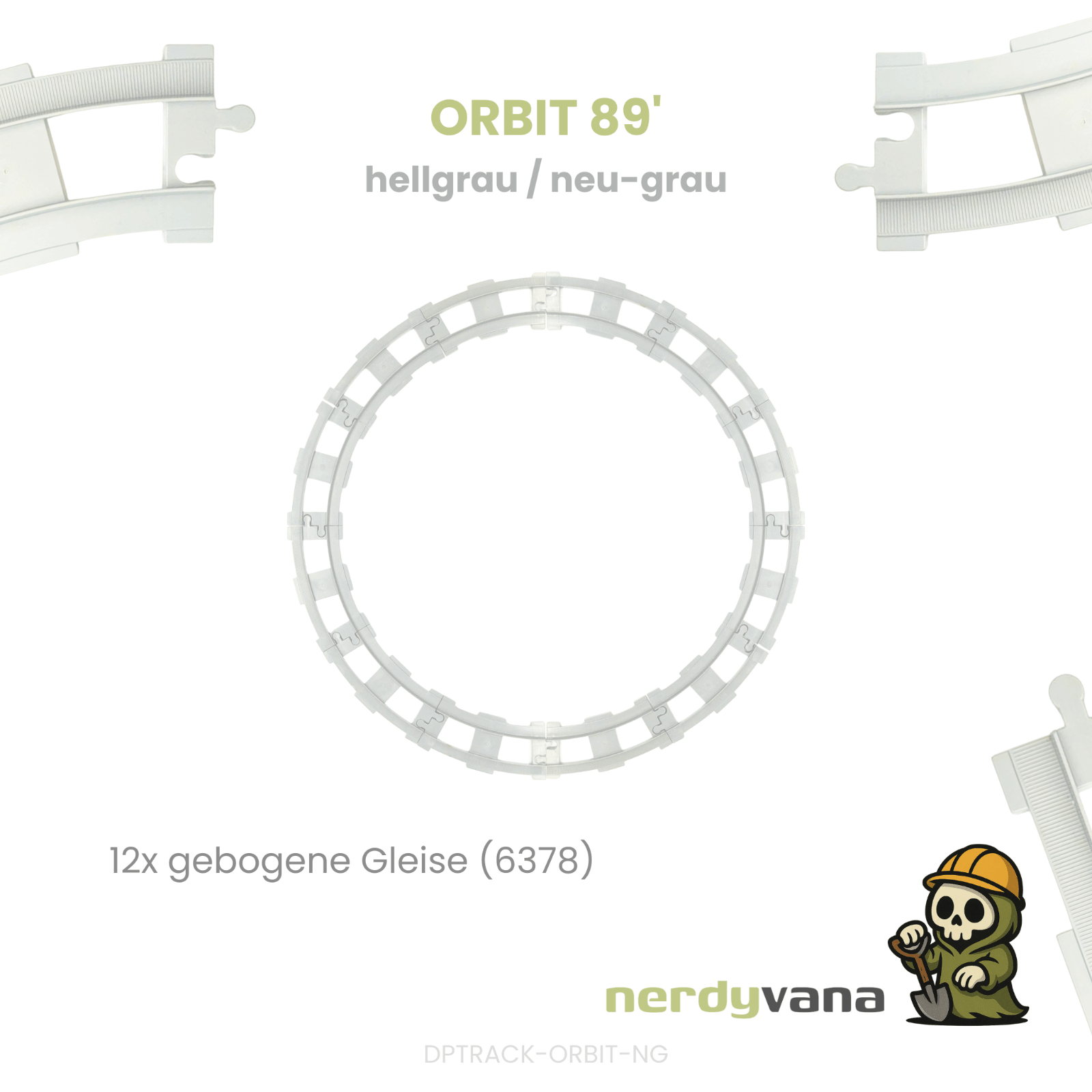 LEGO DUPLO Eisenbahn Orbit 89’ 12x gebogene Schienen Strecke hellgrau - nerdyvana.com