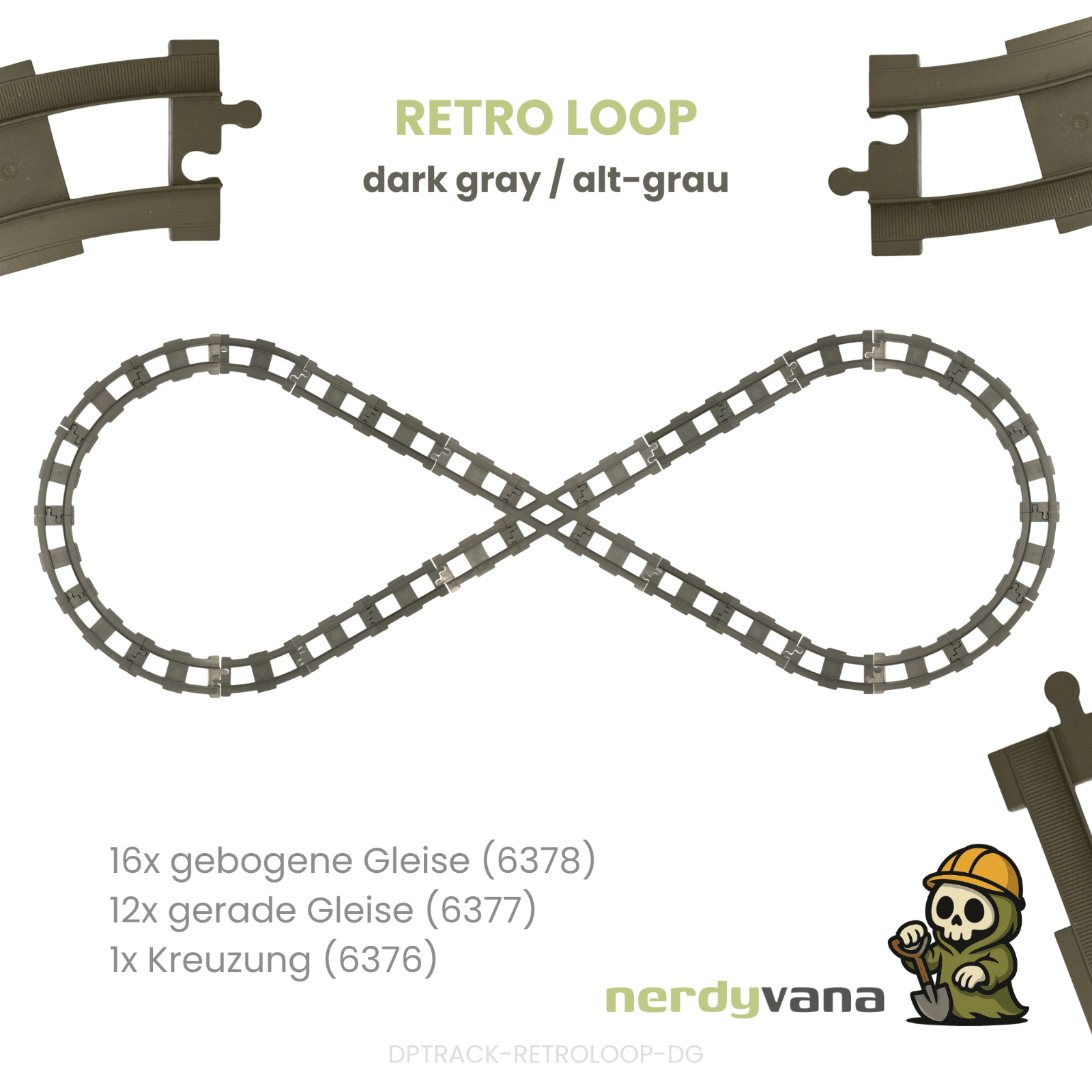 LEGO DUPLO Eisenbahn Retro Loop 29x Schienen + Kreuzung Strecke alt - grau - nerdyvana.com Hauptbild