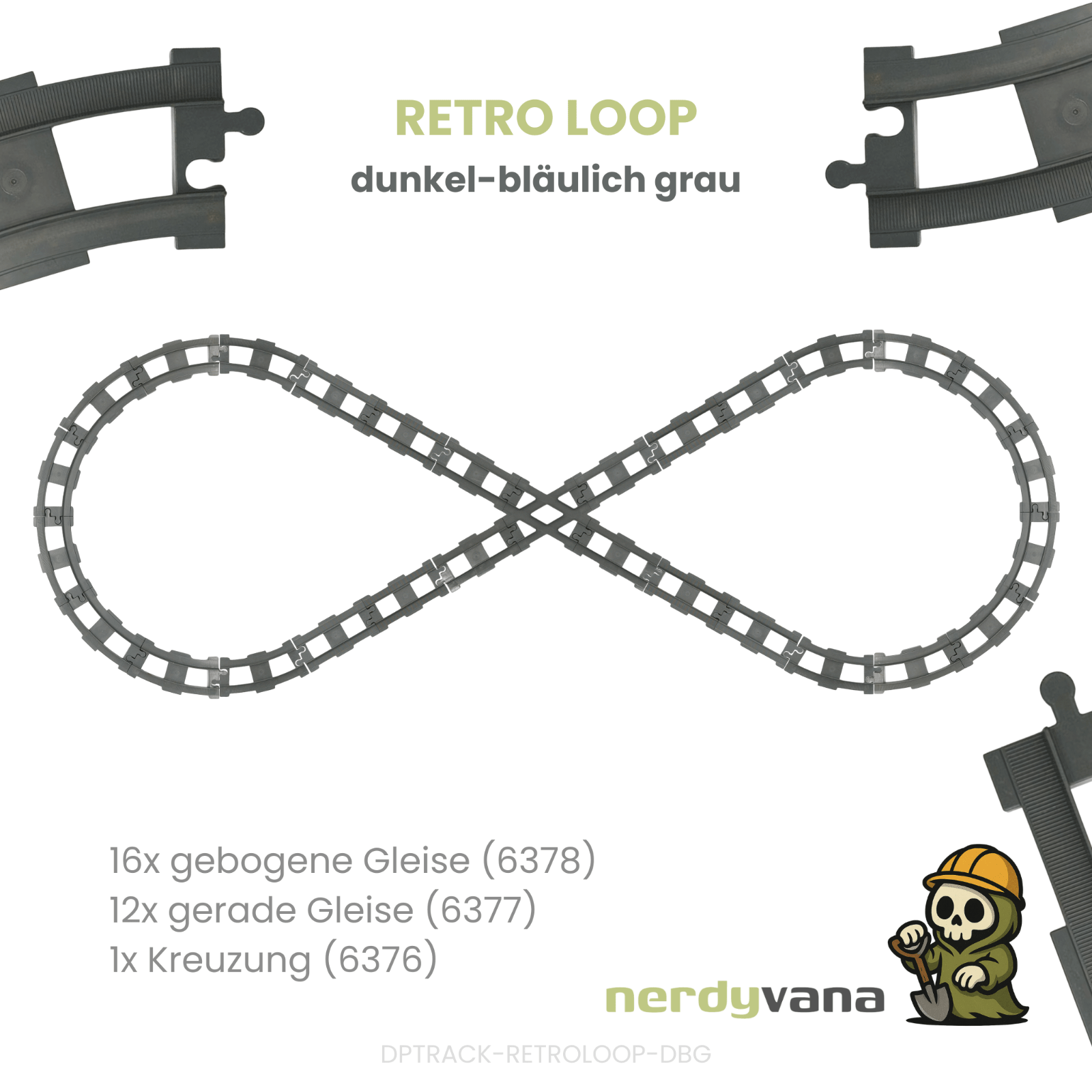 LEGO DUPLO Eisenbahn Retro Loop 29x Schienen + Kreuzung Strecke blaugrau - nerdyvana.com Hauptbild