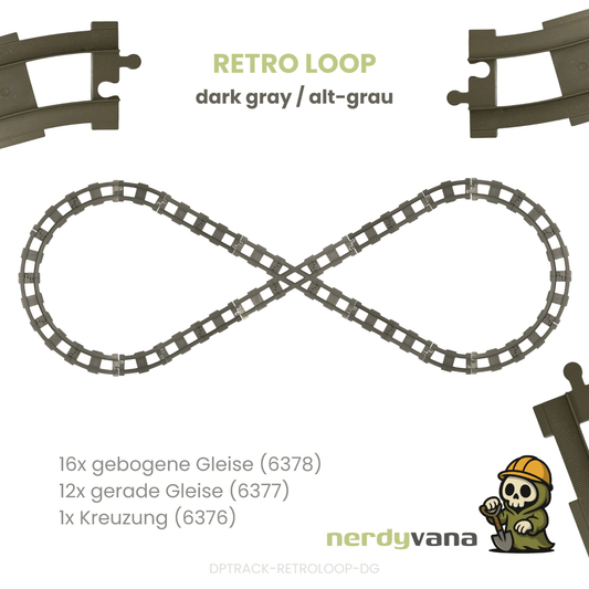 LEGO DUPLO Eisenbahn Retro Loop Strecke 29x Schienen Kreuzung altgrau - nerdyvana.com