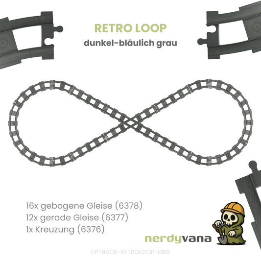 LEGO DUPLO Eisenbahn Retro Loop Strecke 29x Schienen Kreuzung dunkelgrau - nerdyvana.com